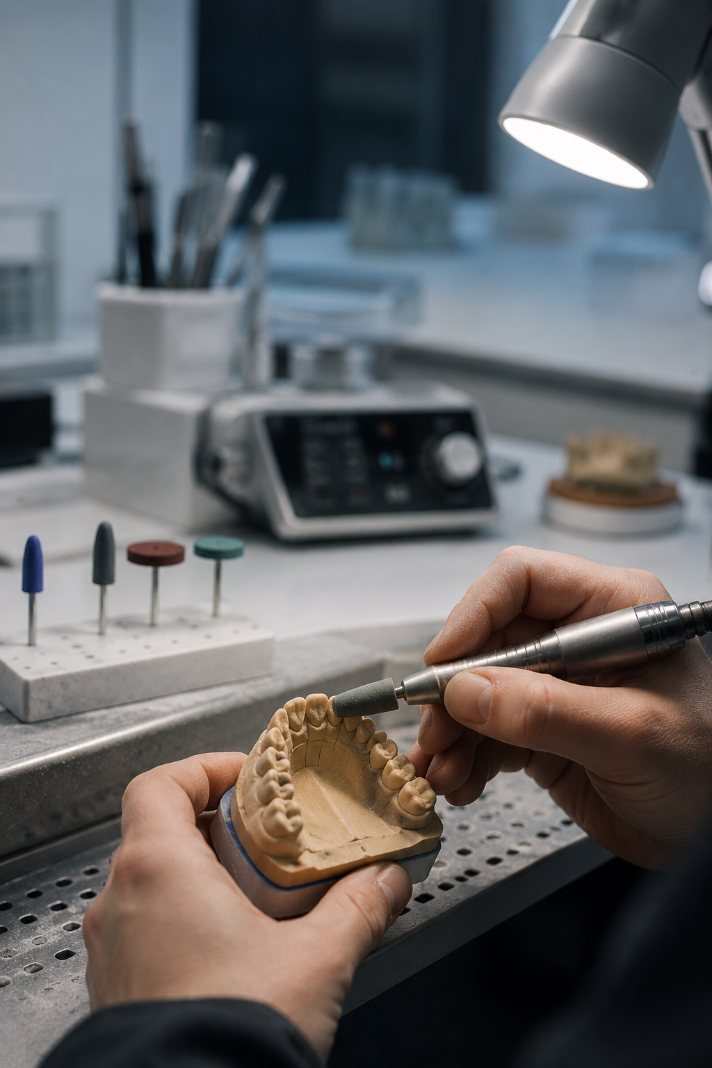 Работа зуботехническим инструментом